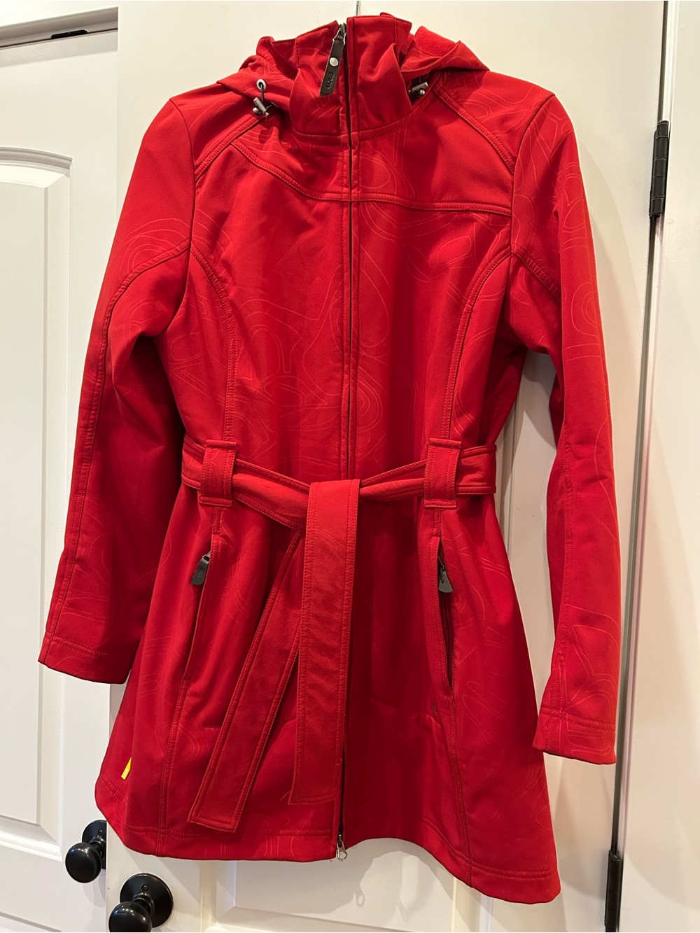 Lole Red Hooded Belted Raincoat